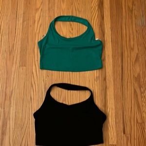 2 medium Halter tops from Shein forest green and black!!